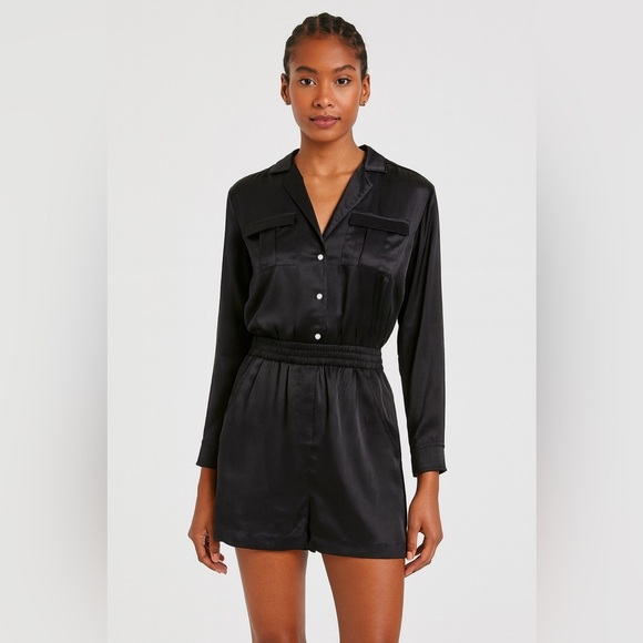 Amanda Uprichard Pants - Amanda Uprichard Felix Silk Romper in Black